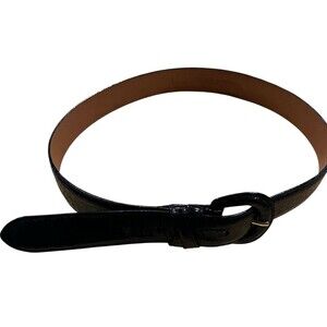 Harold Powell Italian Leather Reptile Embossed Black Womens Large Unique Closure